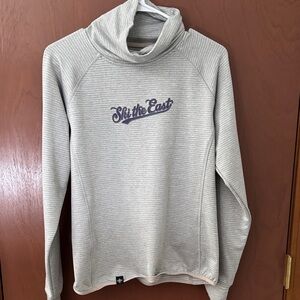 Gray Cowl Neck thermal Pullover with 'Ski the East' Logo
